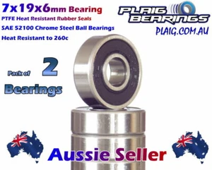 7x19x6mm Bearings (2) Precision Chrome Steel to suit Bicycles, RC & More - Picture 1 of 2