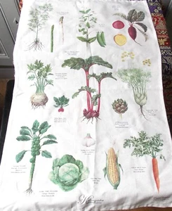 TORCHON IMPRIME FANTAISIE EN COTON ORGANIQUE LEGUMES DU JARDIN - Picture 1 of 5