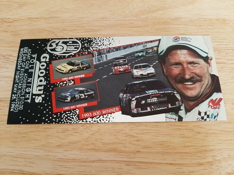 1994 Charlotte Motor Speedway Nascar Goody's Pole Night Dale Earnhardt Ticket Cover