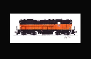 Milwaukee Road GP9 #274 11""x17"" estampado enmarañado firmado por Andy Fletcher - Imagen 1 de 1