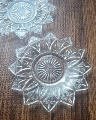 Federal Glass Petal Pattern Clear Star Saucer 6 1/4" Set Of 2  - Image 1 of 4