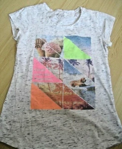 Sz 12 Gray Slub Knit JUSTICE TUNIC TOP Create Happiness NEON Tropical Pink Tee M - Picture 1 of 7