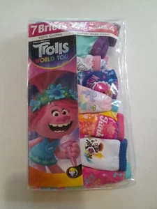 Girls Dream Works Trolls Briefs Size 4 Package Of 7 Briefs New - Picture 1 of 5