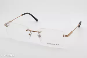 Bvlgari 1097 2013 Male Rectangular Glasses Frames Rimless Matte Pale Gold 56mm - Picture 1 of 8
