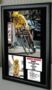 Bradley Wiggins Tour de France Olympic Framed Canvas Signed "Great Gift" - Picture 1 of 2