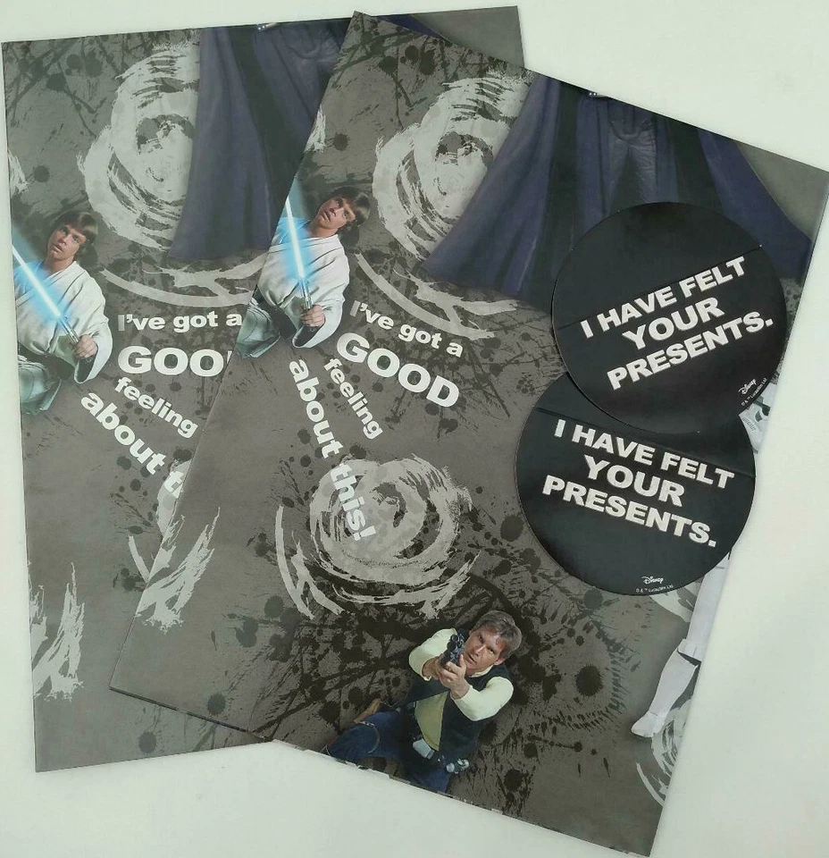 Star Wars wrapping paper gift wrap 2 x sheets 49x70cm  I Have Felt Your Presents - Image 1 of 1