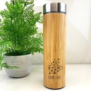 Isolierflasche Reiseflasche mit Gravur VIER-TEE Design 40. Geburtstag Geschenk Schwester - Bild 1 von 24