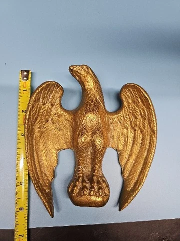 Vtg Large BRASS, METAL 6" EAGLE  FLAG POLE TOPPER, FINIAL 3 1/2 Pounds Cover