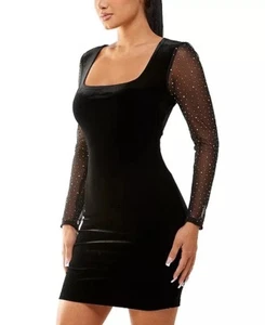 City Studio Junior Bodycon-Kleid Glitzerärmel Samt schwarz Gr. XXS - Bild 1 von 7