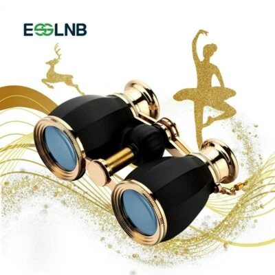 4x30 Opera Glasses Binoculars Black Gold Necklace Chain Crystal Clear Optics - Image 1 of 4