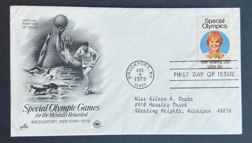 SPECIAL OLYMPICS AUG 9 1979 BROCKPORT NY ARTCRAFT FIRST DAY COVER (FDC) - Image 1 of 1