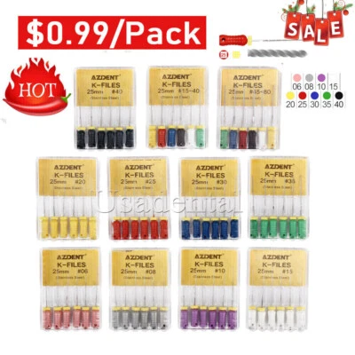 AZDENT Dental Endo Root Canal File K-FILES Stainless Steel Hand Use File 21/25mm - Image 1 of 4