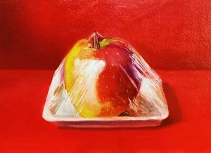 Manzana envuelta - Pintura al óleo original - Imagen 1 de 1
