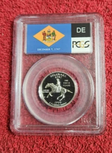 1999 silver Delaware statehood quarter PCGS PR 69 DCAM flag label - Picture 1 of 2