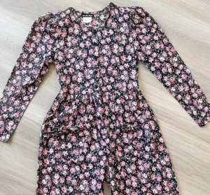 Vintage 80s 90s My Michelle Juniors 3/4 Floral Romantic Cottagecore Jumpsuit - Picture 1 of 12