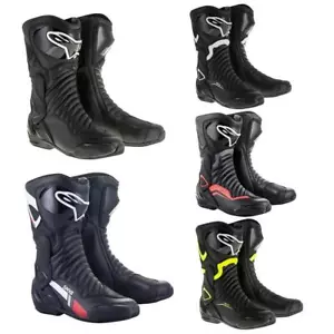 Alpinestars SMX-6 v2 CE Sports Racing Motorcycle Motorbike Boots Black White - Picture 1 of 16