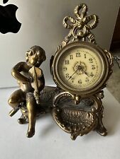 New Haven Clock Bronze Cherub, Gilt Art Nouveau Jewelry Tray