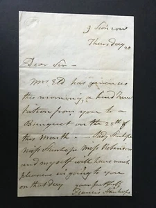 SIR FRANCIS STANHOPE - DISTINGUISHED ARMY OFFICER & MP - ONE PAGE SIGNED LETTER - Picture 1 of 1