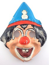 Vintage 1960s Clown Celluloid Halloween Mask N219
