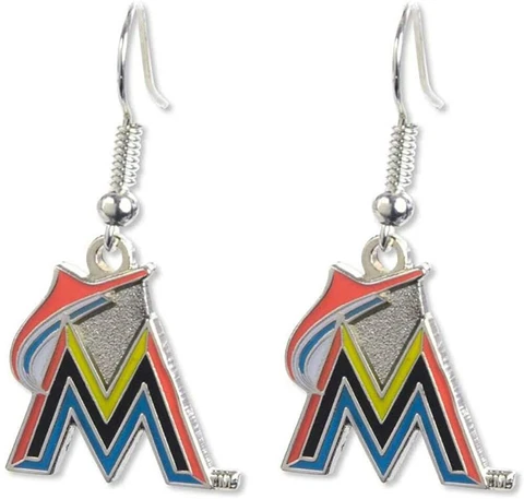 MLB Miami Marlins Womens Team Logo Dangle Earrings Cover
