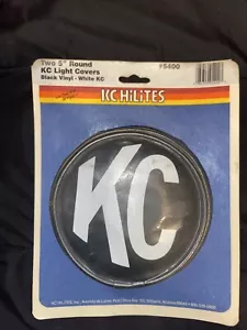 KC HiLites NOS Vintage Two ” Round KC Light Covers black Vinyl - White KC - Picture 1 of 2