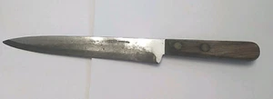 Vintage Merit Chromium Steel 7.5" Blade Knife Wooden Handle Total 12.5" Long USA - Picture 1 of 7