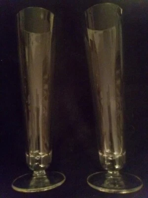 Jarrones vintage con pedestal de vidrio Luigi Bormioli Italia 10 1/2" (2) Foto 1 de 4