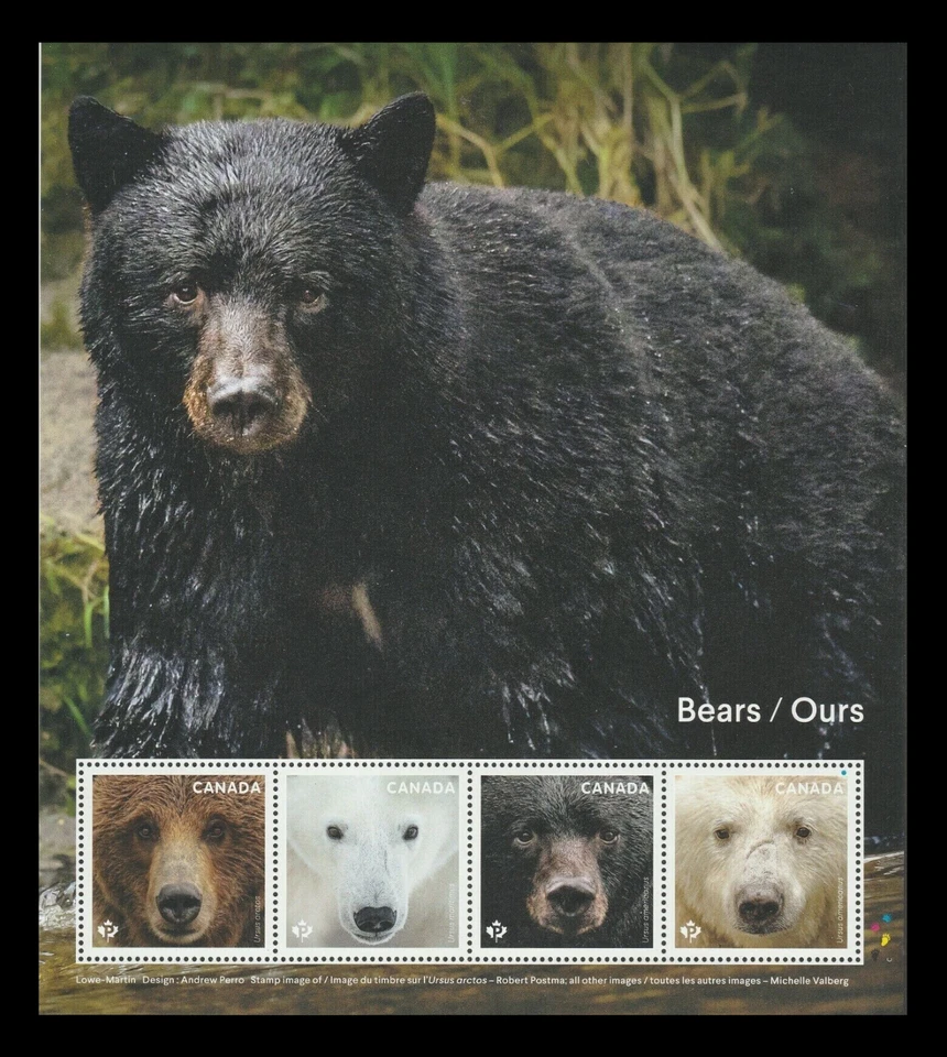 Canada Stamps — Souvenir Sheet of 4 — 2019, Bears #3190 — MNH - Image 1 of 1