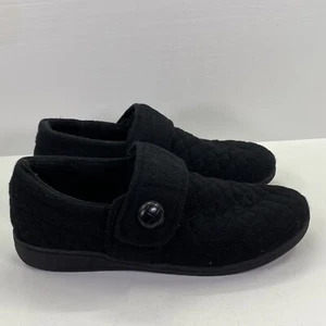 Vionic Indulge Jackie Womens 9 Quilted Black Flannel Slip-On Slipper Shoe - Picture 1 of 14