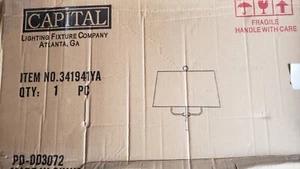 Capital Lighting 341941YA Beckham Modern White Fabric Shade Drum Pendant Light - Picture 1 of 4