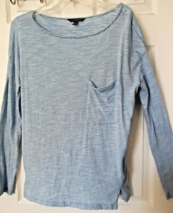 Lindo Top Tejido Banana Republic Talla L Cuello Redondo Largo Slv Azul/Blanco Rayas Finas - Imagen 1 de 5