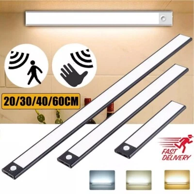 Strip Light LED PIR Motion Sensor USB Rechargeable Magnetic Cabinet Closet Lamp - Image 1 of 4
