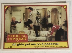 Three’s Company trading card Sticker Vintage 1978 #41 John Ritter Suzanne Somers