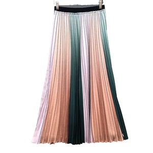 Ted Baker Selmma Midi Skirt Color Block Pleat Womens 2 Pink Green Cream - Picture 1 of 10