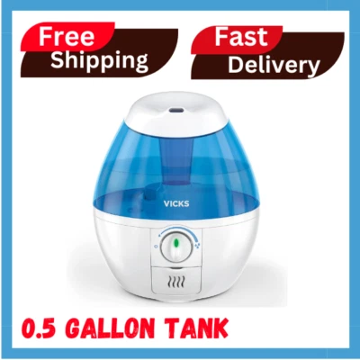 Vicks Mini Filter-Free Cool Mist Humidifier, Small Room, 0.5 Gallon Tank, Blue - Image 1 of 4