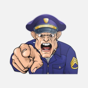 Cartoon Wütender Polizist Auto Autoaufkleber Aufkleber - Bild 1 von 1
