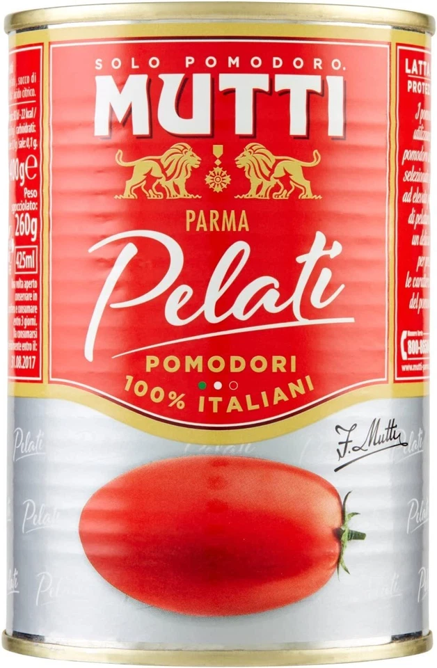 MUTTI S.P.A. 6 Lattine di Pomodori Pelati, 100% Pomodoro Italiano, 400g MUTTI