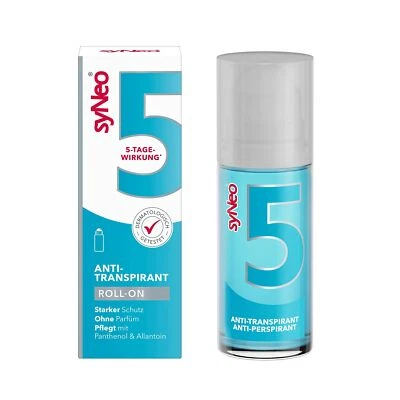 SYNEO Antitranspirant Deo Roll-On-5-Tage-Wirkung-gegen starkes Schwitzen Schweiß 50ml