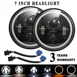 Pair 7" Black Round LED Headlight fit for Holden E F Series EJ EK EH FJ FE FC FB - Picture 1 of 15