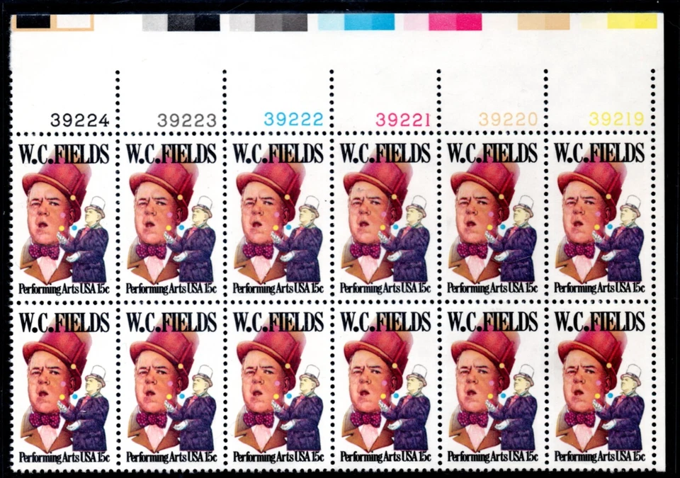 US Scott #1803, "W.C. Fields" Plate block of 12, MNH - Image 1 of 1