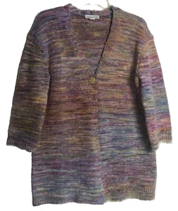 Coldwater Creek Sweater ~ Women's Size S ~ Multicolor Stripe~ Button~ 3/4 Sleeve - Picture 1 of 8