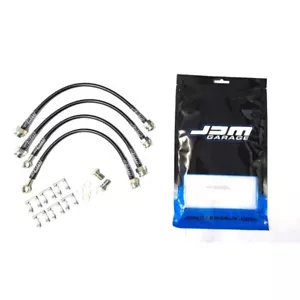 Braided Brake Hose 4 Line Kit For Nissan Silvia S14 200SX Black - Picture 1 of 10