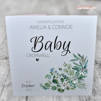 Personalised New Parents Pregnancy Congratulations Card New Baby Parents To Be - Image 1 of 4