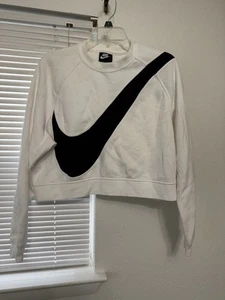 Damen Größe L Nike Sportswear Big Logo Fleece Sweatshirt schwarz/weiß! - Bild 1 von 3