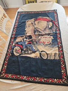 VINTAGE 1980s DAVID MANN “A Way Of Life” Wall Tapestry Easy Rider Rare Motorcycl - Picture 1 of 9