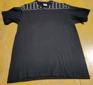 Supreme Upside Down Spellout White Graphic Black T-Shirt (Men's Small) USA Made - Picture 1 of 3