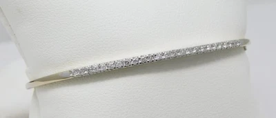 1.8-2.2 mm 14 kt White Gold DIAMOND Hinged Bangle Bracelet 6 1/2" B9129 - Image 1 of 4