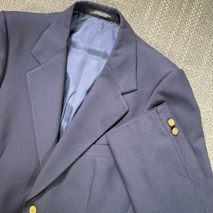 Yves Saint Laurent YSL Blazer Jacket Mens Navy wool Gold Buttons France Vtg 70s - Picture 1 of 20