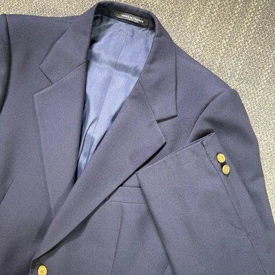 Yves Saint Laurent YSL Blazer Jacket Mens Navy wool Gold Buttons France Vtg 70s - Image 1 of 4