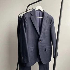 SUITSUPPLY Vitale Barberis Canonico Super 110 Wool Lazio Suit Navy Sharkskin S - Picture 1 of 20